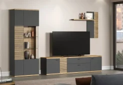 Vitrine Norris anthrazit Eiche Evoke Coast Nachbildung B/H/T: ca. 80x204x37 cm