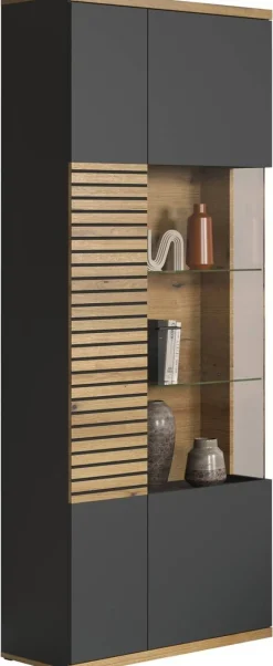 Vitrine Norris anthrazit Eiche Evoke Coast Nachbildung B/H/T: ca. 80x204x37 cm