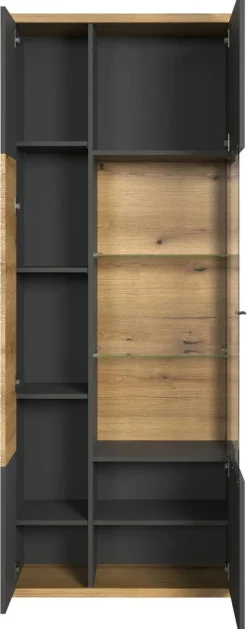 Vitrine Norris anthrazit Eiche Evoke Coast Nachbildung B/H/T: ca. 80x204x37 cm