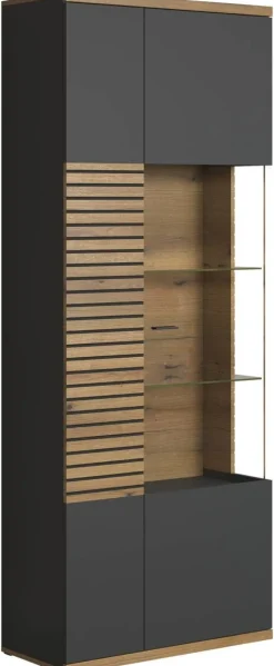 Vitrine Norris anthrazit Eiche Evoke Coast Nachbildung B/H/T: ca. 80x204x37 cm