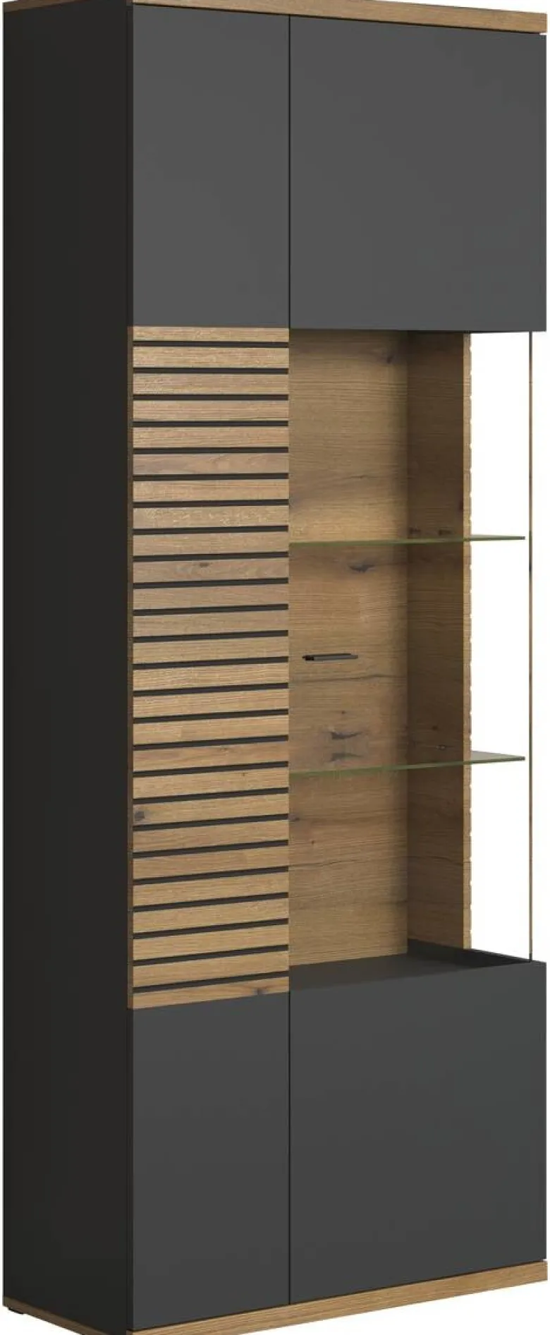 Vitrine Norris anthrazit Eiche Evoke Coast Nachbildung B/H/T: ca. 80x204x37 cm