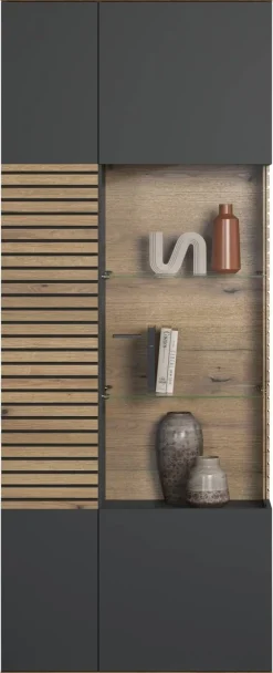 Vitrine Norris anthrazit Eiche Evoke Coast Nachbildung B/H/T: ca. 80x204x37 cm