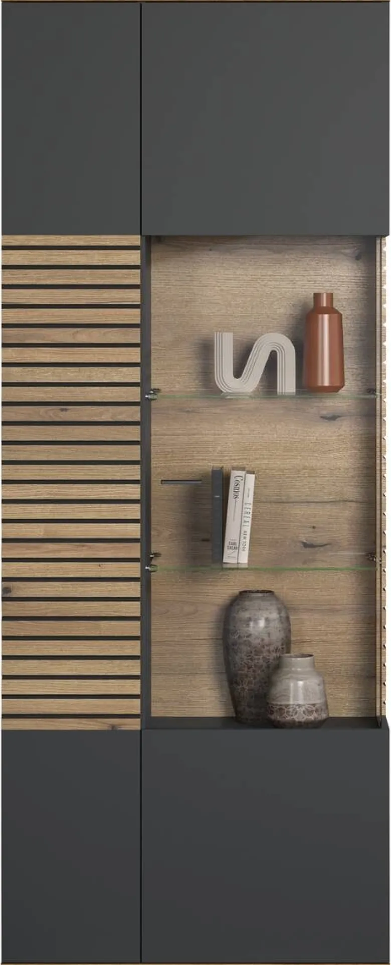 Vitrine Norris anthrazit Eiche Evoke Coast Nachbildung B/H/T: ca. 80x204x37 cm