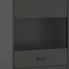 Vitrinenschrank LINEA grau schwarz B/H/T: ca. 58x195x37 cm