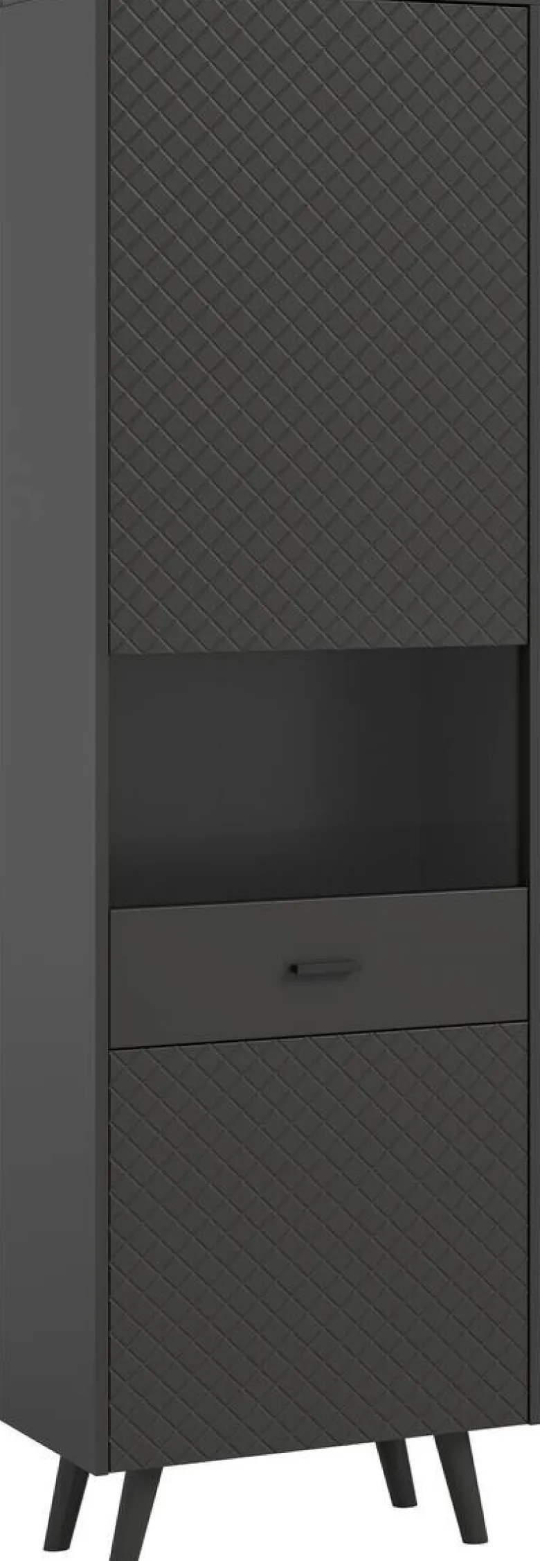 Vitrinenschrank LINEA grau schwarz B/H/T: ca. 58x195x37 cm