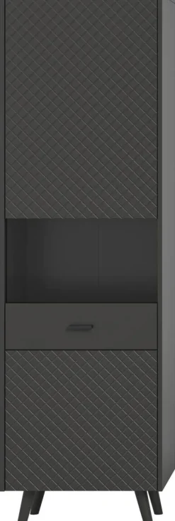 Vitrinenschrank LINEA grau schwarz B/H/T: ca. 58x195x37 cm