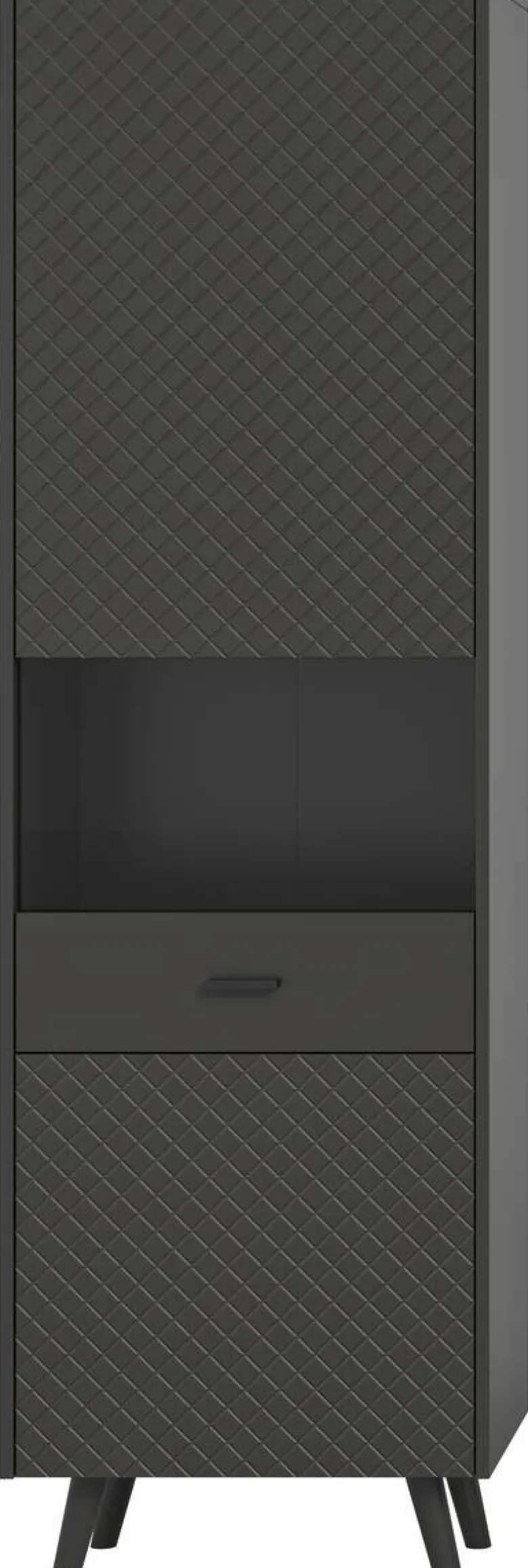 Vitrinenschrank LINEA grau schwarz B/H/T: ca. 58x195x37 cm
