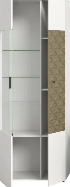 Vitrinenschrank Prisma weiß gold Optik B/H/T: ca. 70x195x37 cm