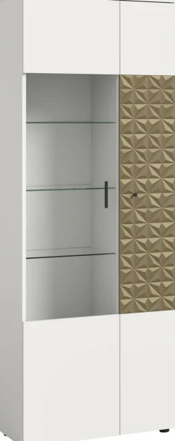 Vitrinenschrank Prisma weiß gold Optik B/H/T: ca. 70x195x37 cm