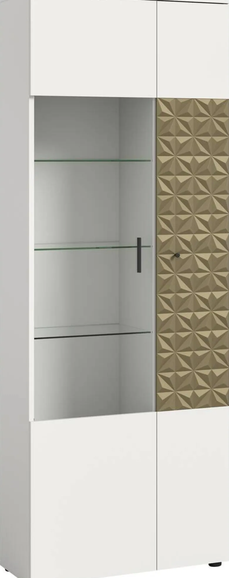 Vitrinenschrank Prisma weiß gold Optik B/H/T: ca. 70x195x37 cm