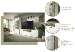 Vitrinenschrank Prisma weiß gold Optik B/H/T: ca. 70x195x37 cm