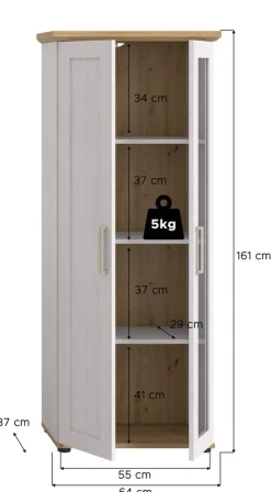 Vitrinenschrank VERONA Lärche Nachbildung Eiche Nachbildung B/H/T: ca. 64x161x37 cm