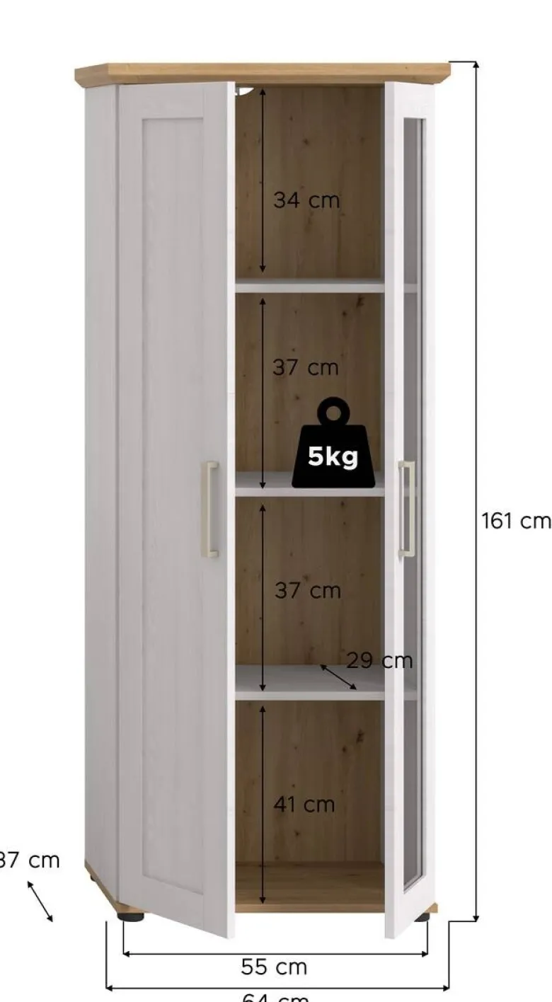 Vitrinenschrank VERONA Lärche Nachbildung Eiche Nachbildung B/H/T: ca. 64x161x37 cm