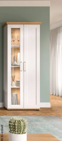 Vitrinenschrank VERONA Lärche Nachbildung Eiche Nachbildung B/H/T: ca. 64x161x37 cm