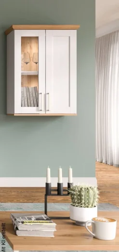 Vitrinenschrank VERONA Lärche Nachbildung Eiche Nachbildung B/H/T: ca. 64x88x37 cm