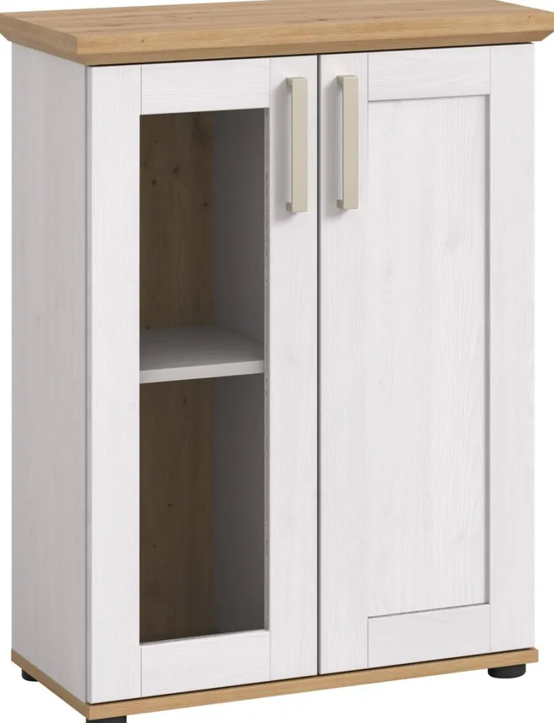 Vitrinenschrank VERONA Lärche Nachbildung Eiche Nachbildung B/H/T: ca. 64x88x37 cm