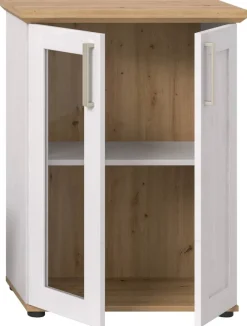 Vitrinenschrank VERONA Lärche Nachbildung Eiche Nachbildung B/H/T: ca. 64x88x37 cm