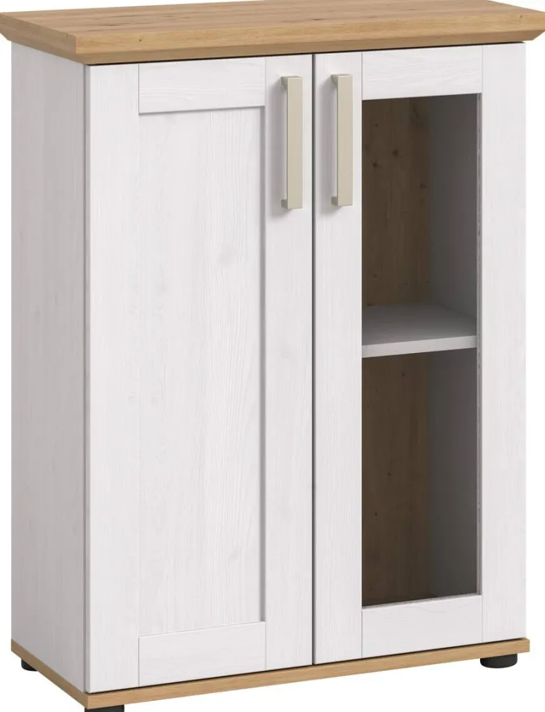 Vitrinenschrank VERONA Lärche Nachbildung Eiche Nachbildung B/H/T: ca. 64x88x37 cm