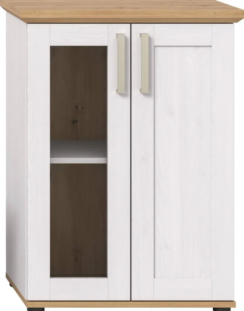 Vitrinenschrank VERONA Lärche Nachbildung Eiche Nachbildung B/H/T: ca. 64x88x37 cm