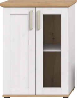 Vitrinenschrank VERONA Lärche Nachbildung Eiche Nachbildung B/H/T: ca. 64x88x37 cm