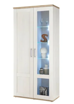 Vitrine Romance weiß Sibiu Lärche Nachbildung Holzoptik San-Remo Nachbildung B/H/T: ca. 93x202x46 cm