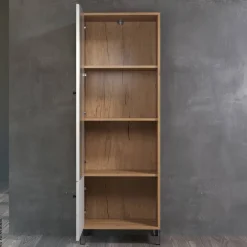 Vitrine Touch weiß matt Eiche Artisan Nachbildung B/H/T: ca. 63x172x40 cm