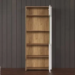 Vitrine Vitoria weiß Eiche Evoke Coast Nachbildung B/H/T: ca. 80x195x42 cm