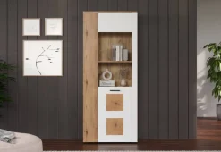 Vitrine Vitoria weiß Eiche Evoke Coast Nachbildung B/H/T: ca. 80x195x42 cm
