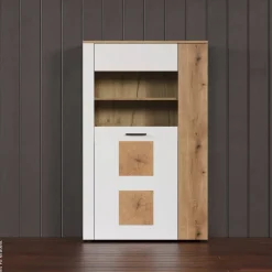 Vitrine Vitoria weiß Eiche Evoke Coast Nachbildung B/H/T: ca. 90x146x42 cm