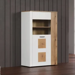 Vitrine Vitoria weiß Eiche Evoke Coast Nachbildung B/H/T: ca. 90x146x42 cm