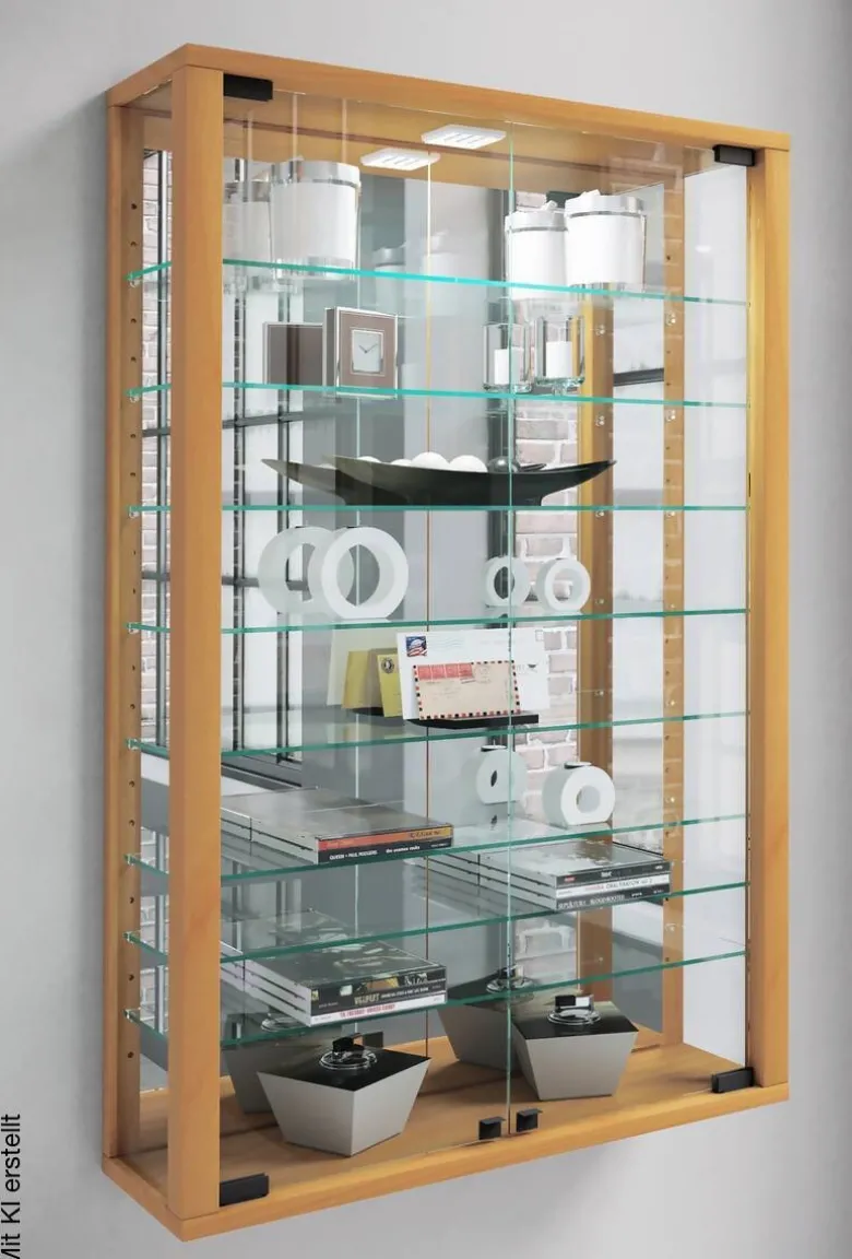 Vitrine Vitrosa buche Holzwerkstoff Glas B/H/T: ca. 59x91x18 cm