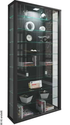 Vitrine Vitrosa Maxi schwarz Holzwerkstoff Glas B/H/T: ca. 59x113x18 cm