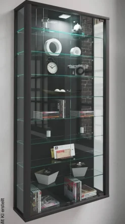 Vitrine Vitrosa Maxi schwarz Holzwerkstoff Glas B/H/T: ca. 59x113x18 cm