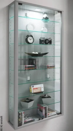 Vitrine Vitrosa Maxi silber Holzwerkstoff Glas B/H/T: ca. 59x113x18 cm