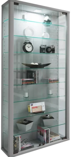 Vitrine Vitrosa Maxi silber Holzwerkstoff Glas B/H/T: ca. 59x113x18 cm