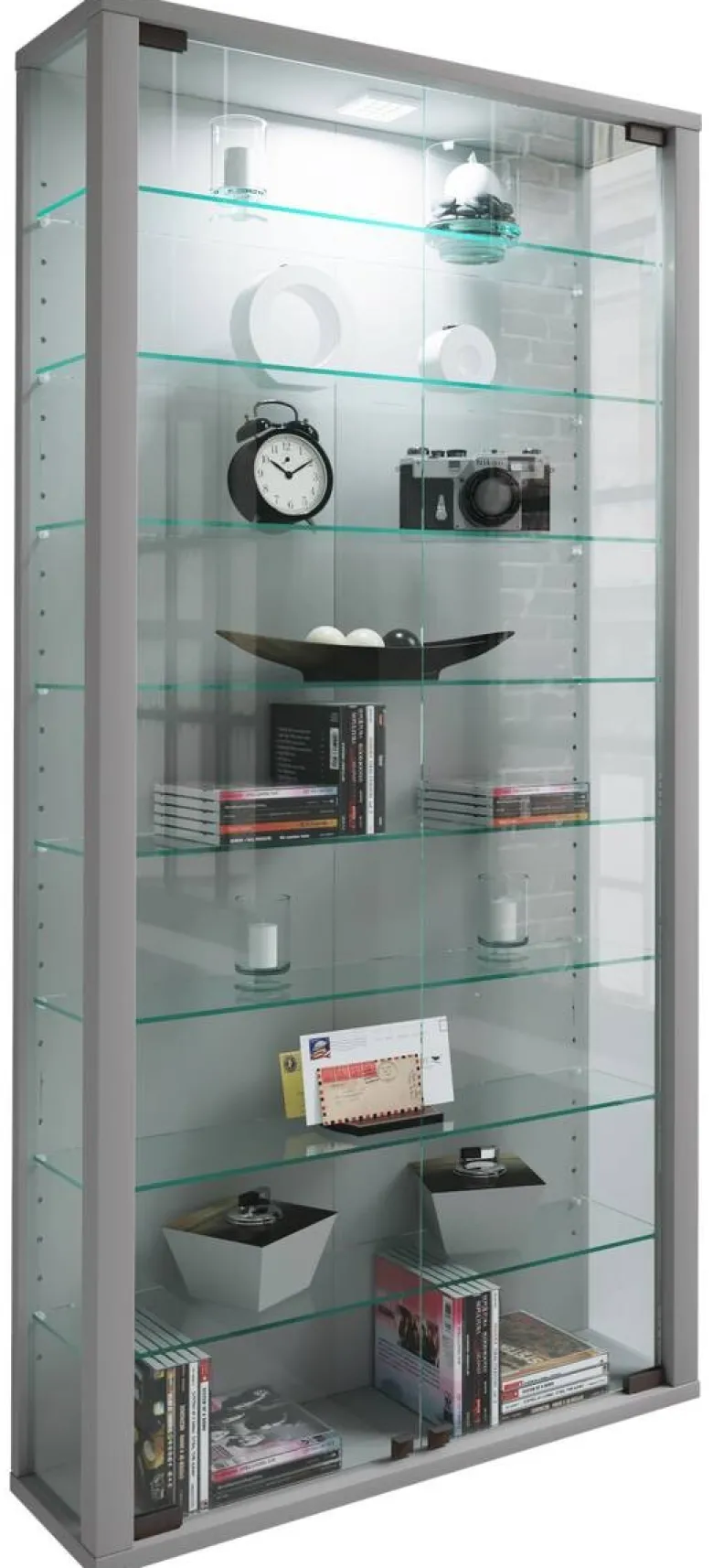 Vitrine Vitrosa Maxi silber Holzwerkstoff Glas B/H/T: ca. 59x113x18 cm