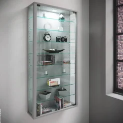 Vitrine Vitrosa Maxi silber Holzwerkstoff Glas B/H/T: ca. 59x113x18 cm