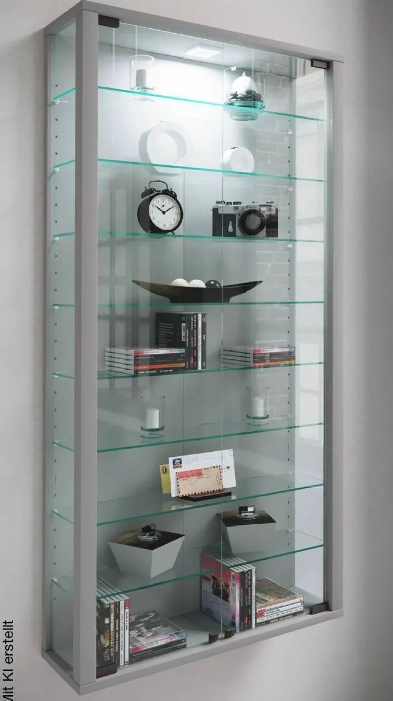 Vitrine Vitrosa Maxi silber Holzwerkstoff Glas B/H/T: ca. 59x113x18 cm