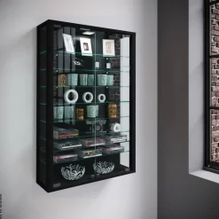 Vitrine Vitrosa Mini schwarz Holzwerkstoff Glas B/H/T: ca. 59x90x18 cm