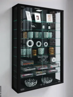 Vitrine Vitrosa Mini schwarz Holzwerkstoff Glas B/H/T: ca. 59x90x18 cm
