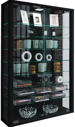 Vitrine Vitrosa Mini schwarz Holzwerkstoff Glas B/H/T: ca. 59x90x18 cm