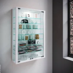 Vitrine Vitrosa Mini weiß Holzwerkstoff Glas B/H/T: ca. 59x90x18 cm