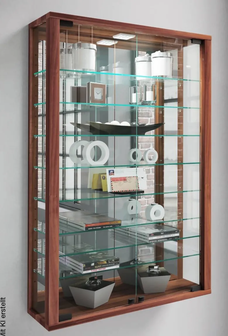 Vitrine Vitrosa nussbaum Nachbildung Holzwerkstoff Glas