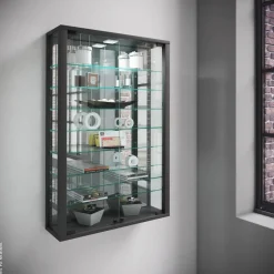 Vitrine Vitrosa schwarz Holzwerkstoff Glas B/H/T: ca. 59x91x18 cm