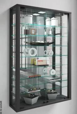 Vitrine Vitrosa schwarz Holzwerkstoff Glas B/H/T: ca. 59x91x18 cm