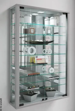 Vitrine Vitrosa silber Holzwerkstoff Glas B/H/T: ca. 59x91x18 cm