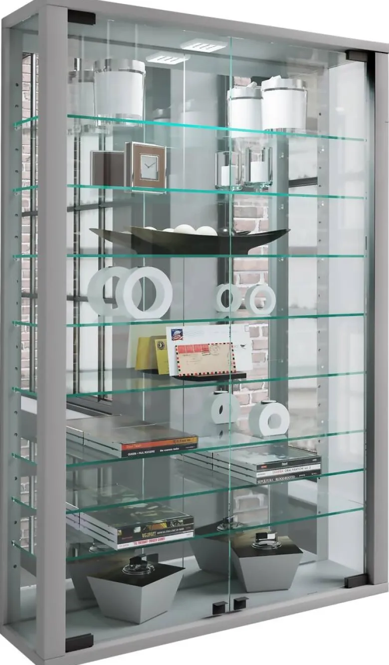 Vitrine Vitrosa silber Holzwerkstoff Glas B/H/T: ca. 59x91x18 cm