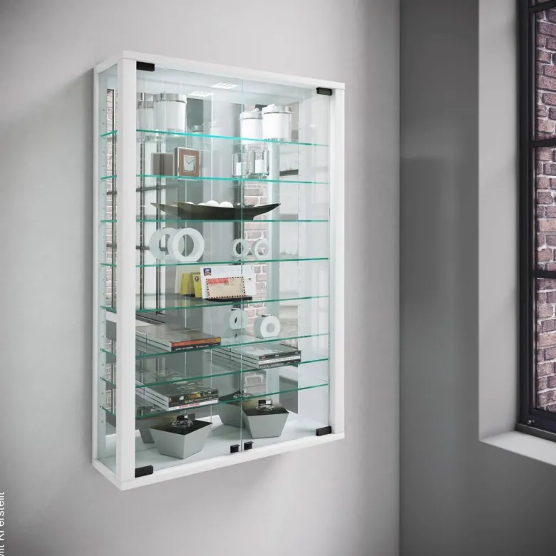 Vitrine Vitrosa weiß Holzwerkstoff Glas B/H/T: ca. 59x91x18 cm