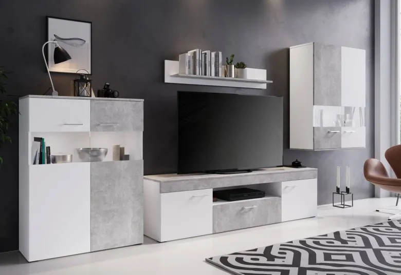 Vitrine Vulcan Plus Beton Optik B/H/T: ca. 85x113x35 cm