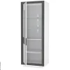 Vitrine weiß Hochglanz Beton dunkel Optik B/H/T: ca. 73x197x53 cm